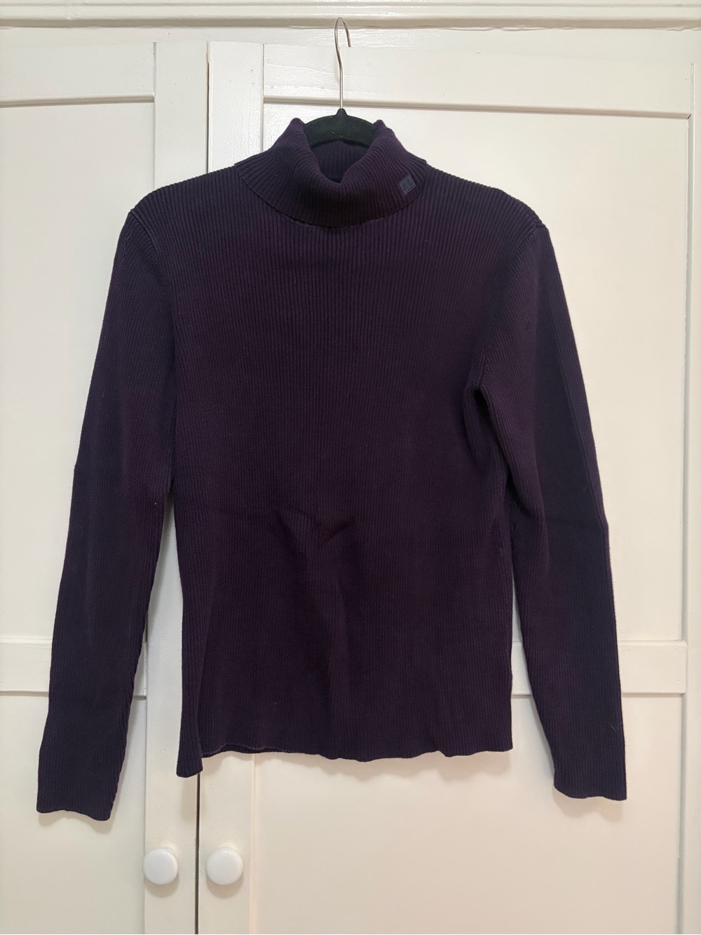 90s Ralph Lauren RLL monogram Purple Turtleneck Ribbed Women's Sweater